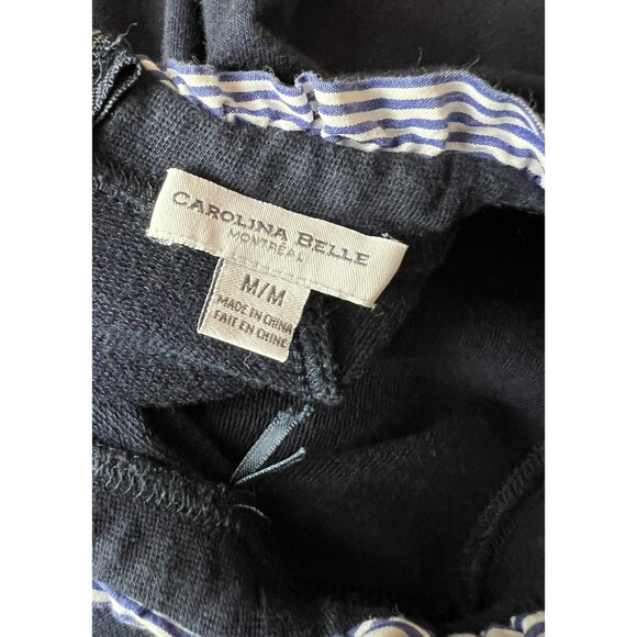Carolina Belle Ruffle Trim Navy Modal Sweatshirt  Size M  Exposed Zipper Top - Picture 5 of 8
